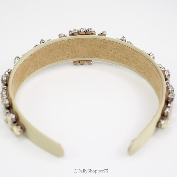 Women's Champagne Glass Rhinestone Baroque Satin Wide Headband - Picture 4 of 4